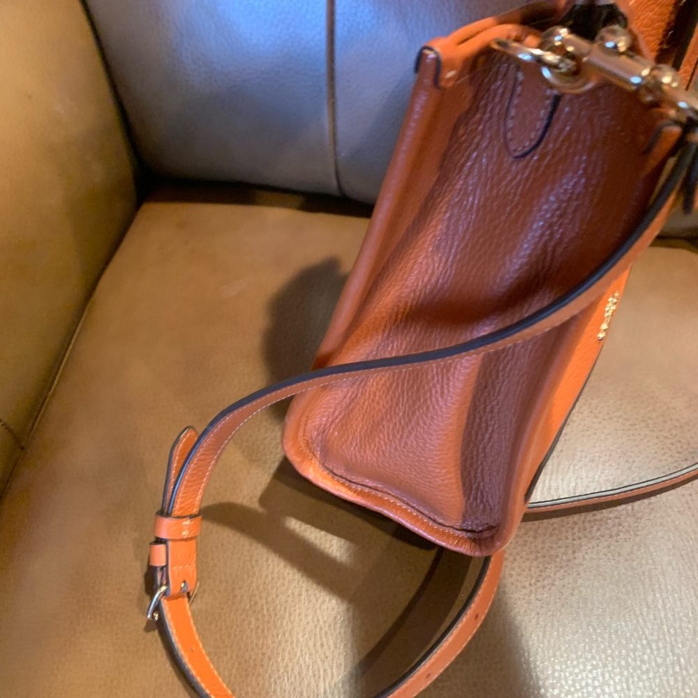 BOMBSHELL SALE!🌼 COACH LTHR TOTE SATCHEL DEEP BRIGHT LIVELY SUNSET PUMPKINY $375 - Picture 4 of 11